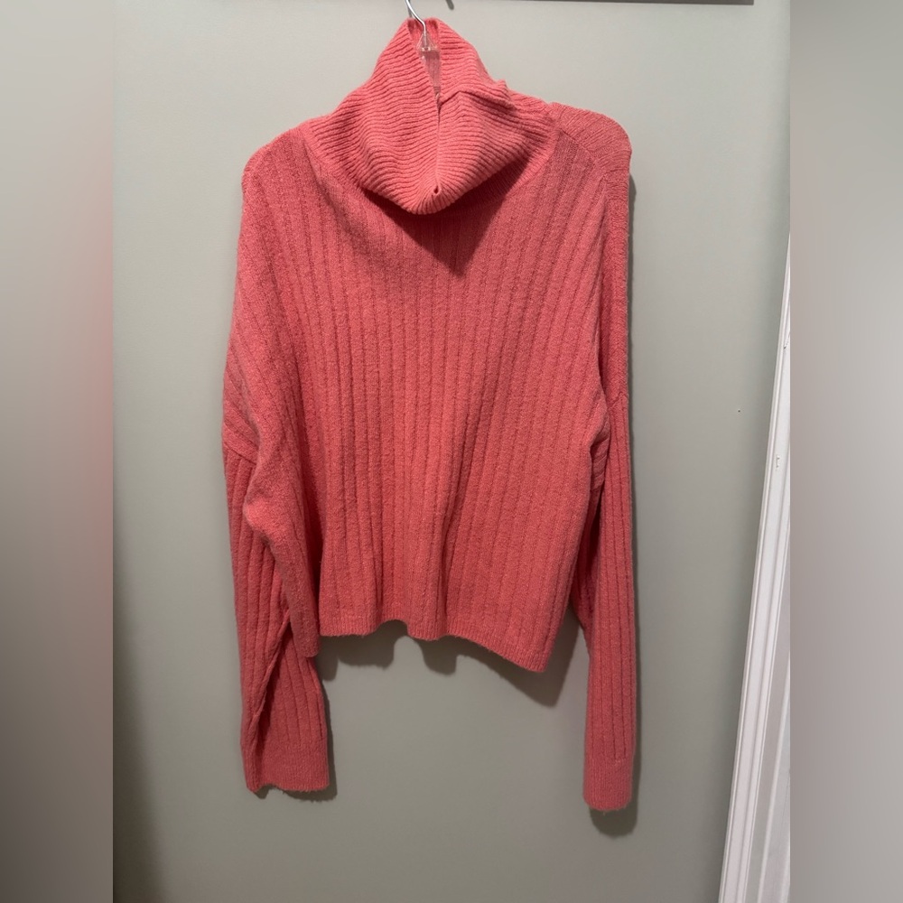 ASOS Pink Ribbed Women's Turtleneck Sweater